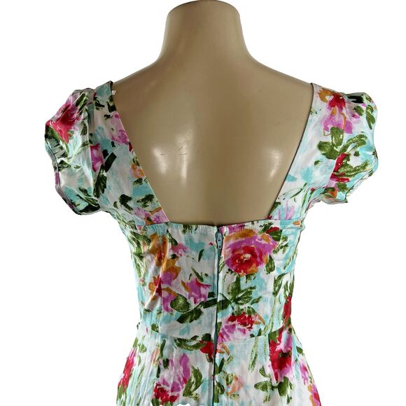Stop Staring Billion Dollar Baby Dress Size M Watercolor Floral Wiggle Pinup - Picture 7 of 10